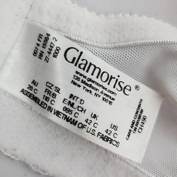 Women's GLAMORISE Full Figure Coverage MagicLift Wireless Bra White CH490 SZ 42C - Picture 7 of 8